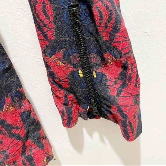 ALICE + OLIVIA Women’s Black Red ROMANTIC BUTTERFLY Print Elastic Waist Pants XS - Picture 6 of 10